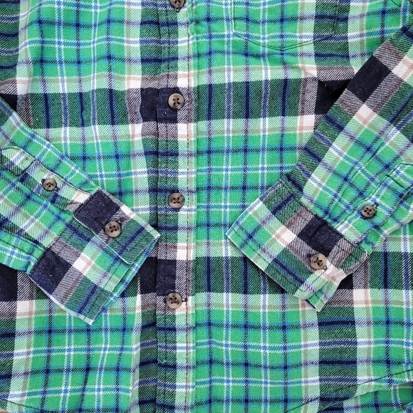 Gymboree boys plaid button down flannel shirt green 4T XS - Picture 4 of 4